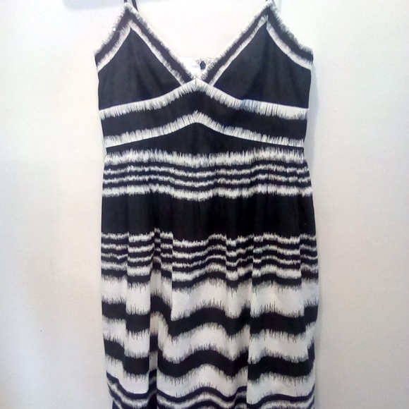 BCBGMAXAZRIA Black and White Cotton and Tulle Dres - Picture 1 of 5